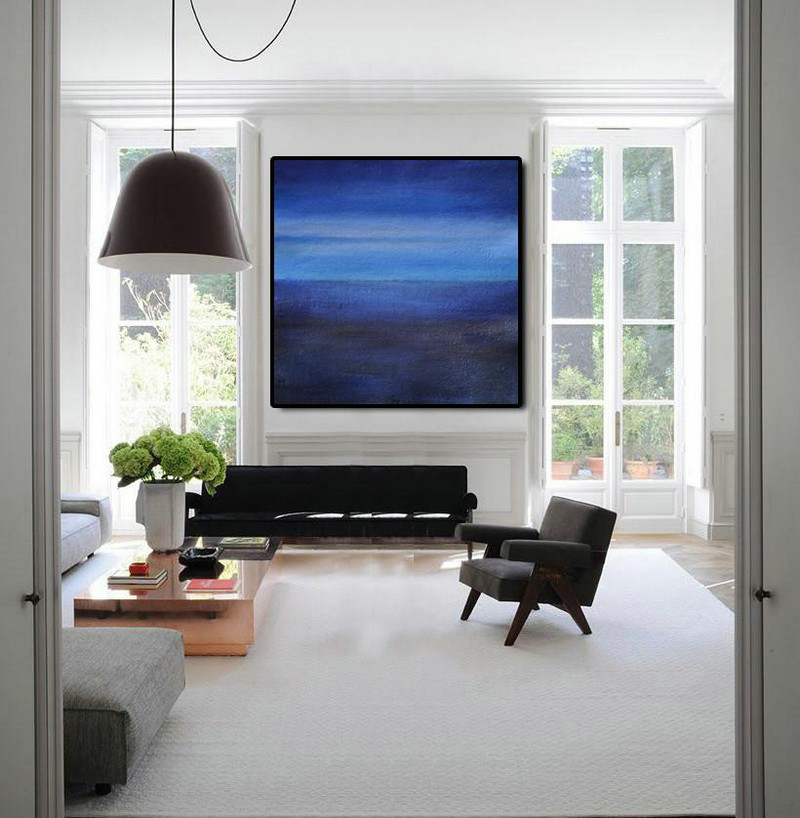 Abstract Painting Extra Large Canvas Art,Oversized Abstract Landscape Painting,Canvas Wall Art,Dark Blue,Sky Blue,Black.etc
